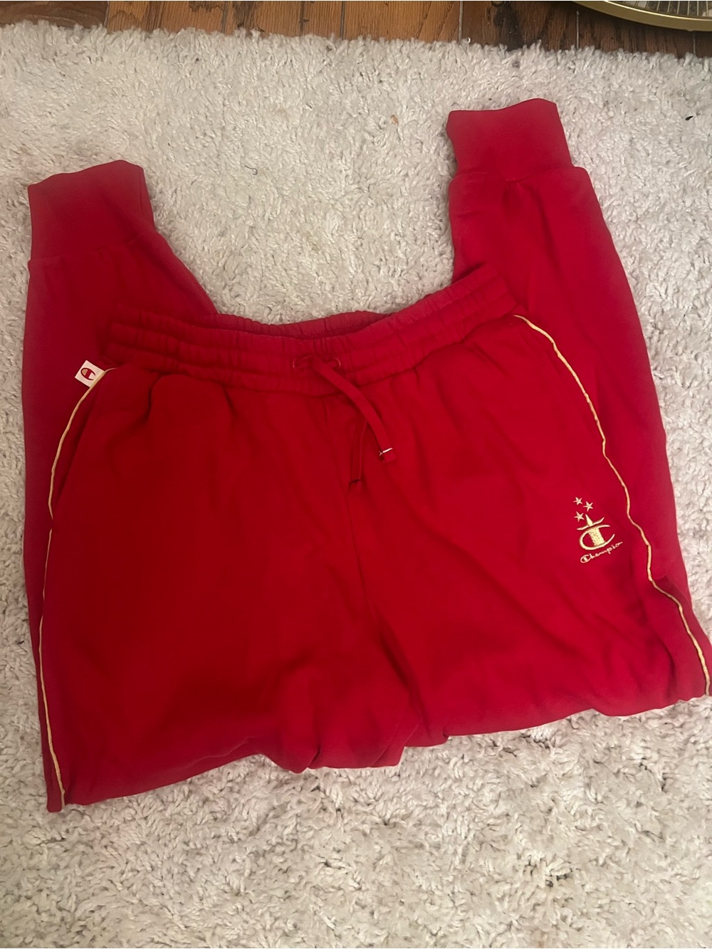 Champion Red Track Joggers with Gold Piping